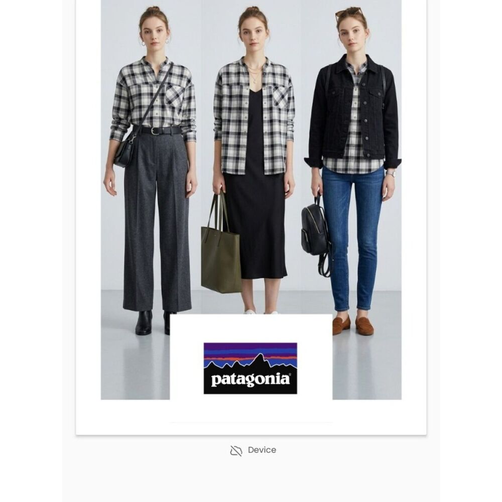 Patagonia Black and White Plaid Button-Up Shirt